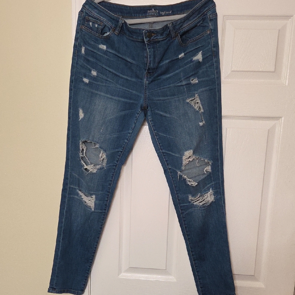 Soho Distressed Skinny Jeans in Blue